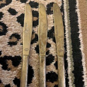 SET OF 3 BAMBOO BY OMSCOLITE GOLD TONE ARMILYTE KNIVES MADE IN JAPAN $5